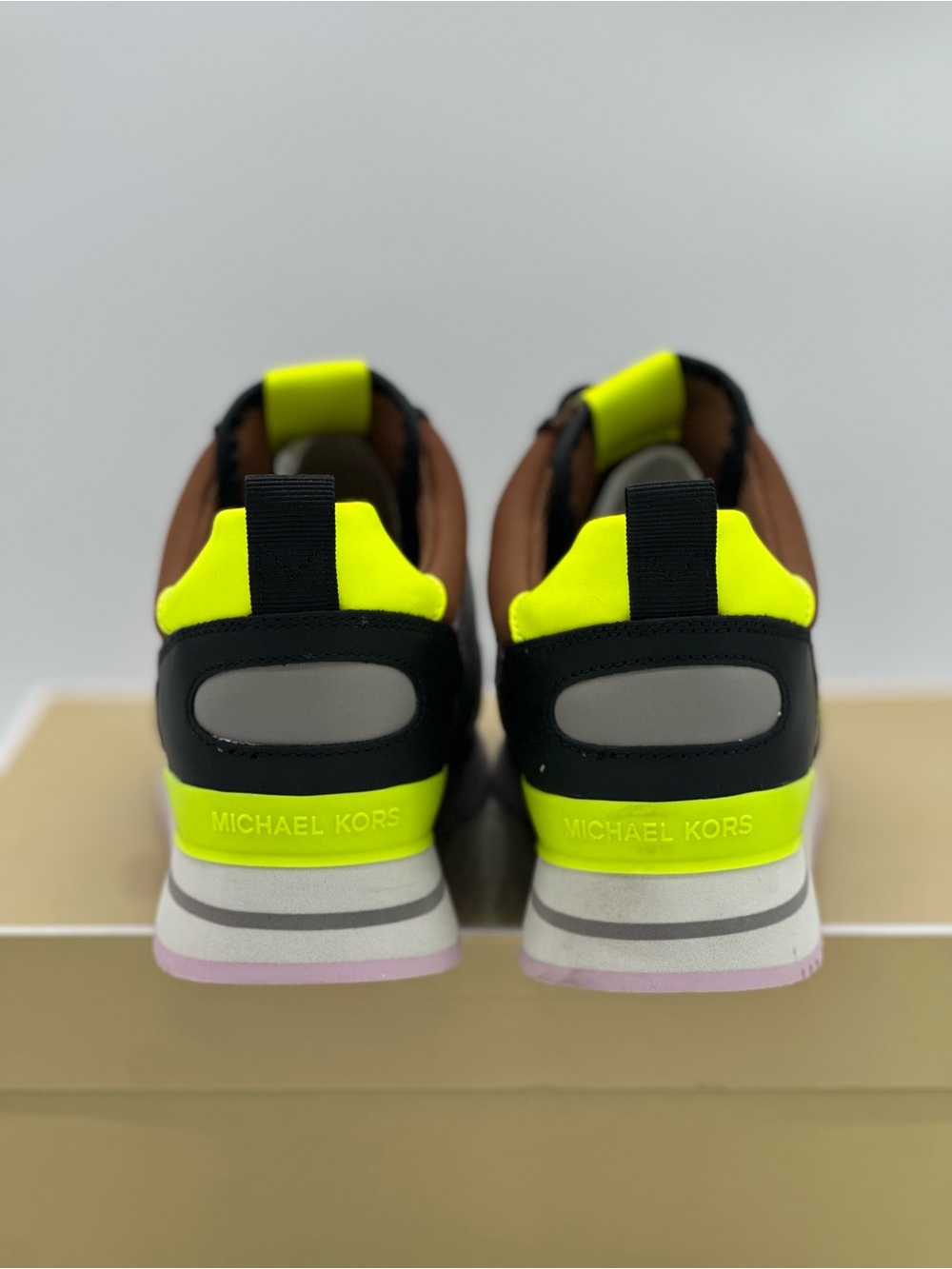 Michael Kors Women's Multi-Panel Sneakers - Black, Pink, Neon Yellow - Picture 6 of 10